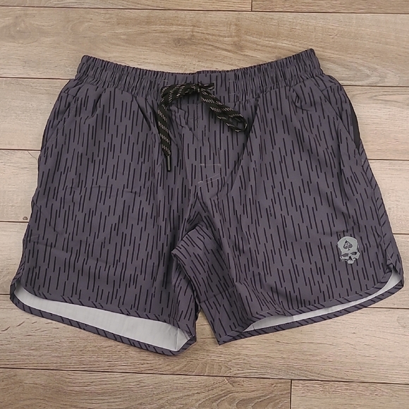 ZERO FOXTROT Grey Striped Military Large 7" Mens Athletic Workout Shorts NWOT‎ - Picture 1 of 5
